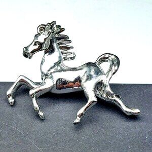 Vintage Silver Plated Horse Pony Brooch Pin for Equestrian Enthusiasts